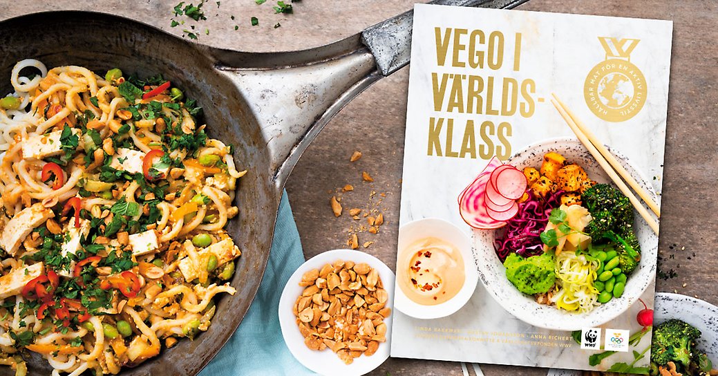 Bokomslaget på kokboken Vego i världsklass. receptboken som innehåller många goda recept.